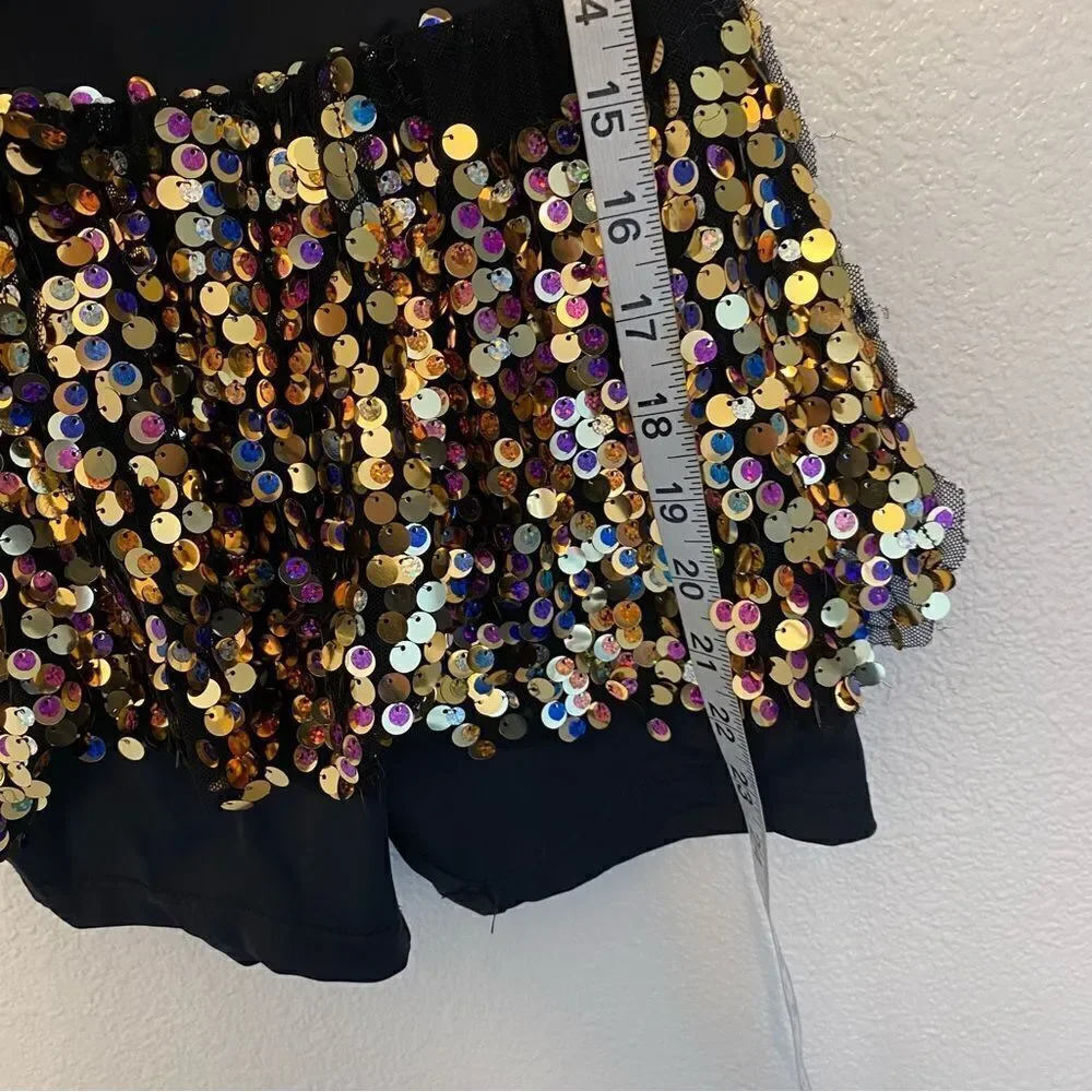 WEISSMAN Dance Costume sequin gold biketard jazz I'm Stuck 10422 Child LC